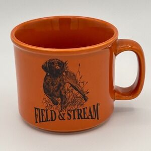 Field & Stream Coffee Mug‎ Orange Hunting Dog Graphic Stoneware
